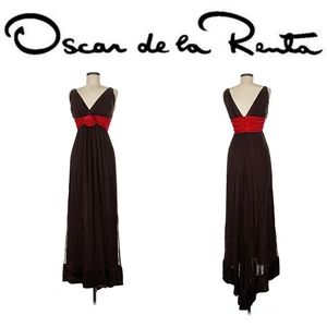 RARE NEW Oscar de la Renta USA Runway 100% Silk Gown Dress 6 Velvet Empire Waist